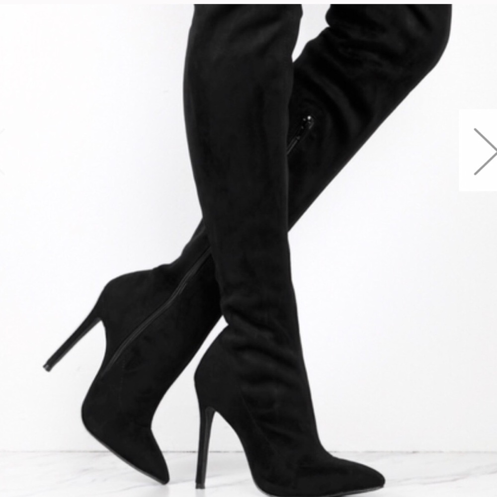 Black thigh high boots